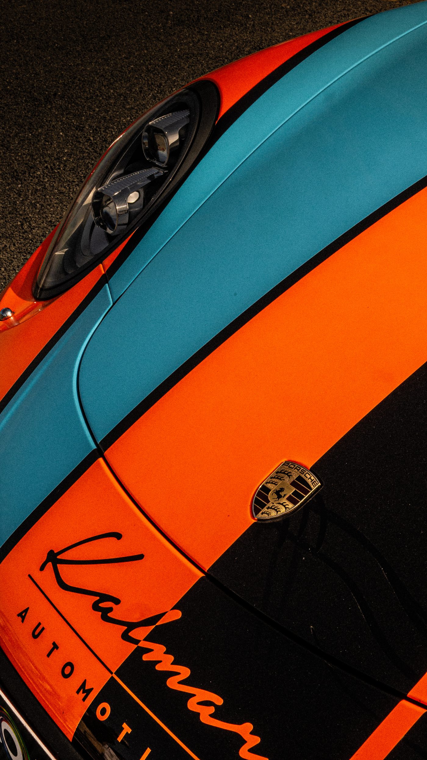 Détail capot Porsche 911 GT3 covering Kalmar Automotive